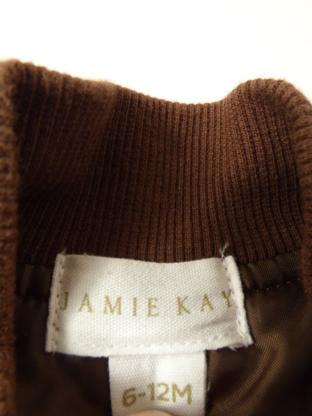 Jamie Kay Kids Brown Fleece Bomber Jacket, Size 6-12 Months - Picture 3 of 3
